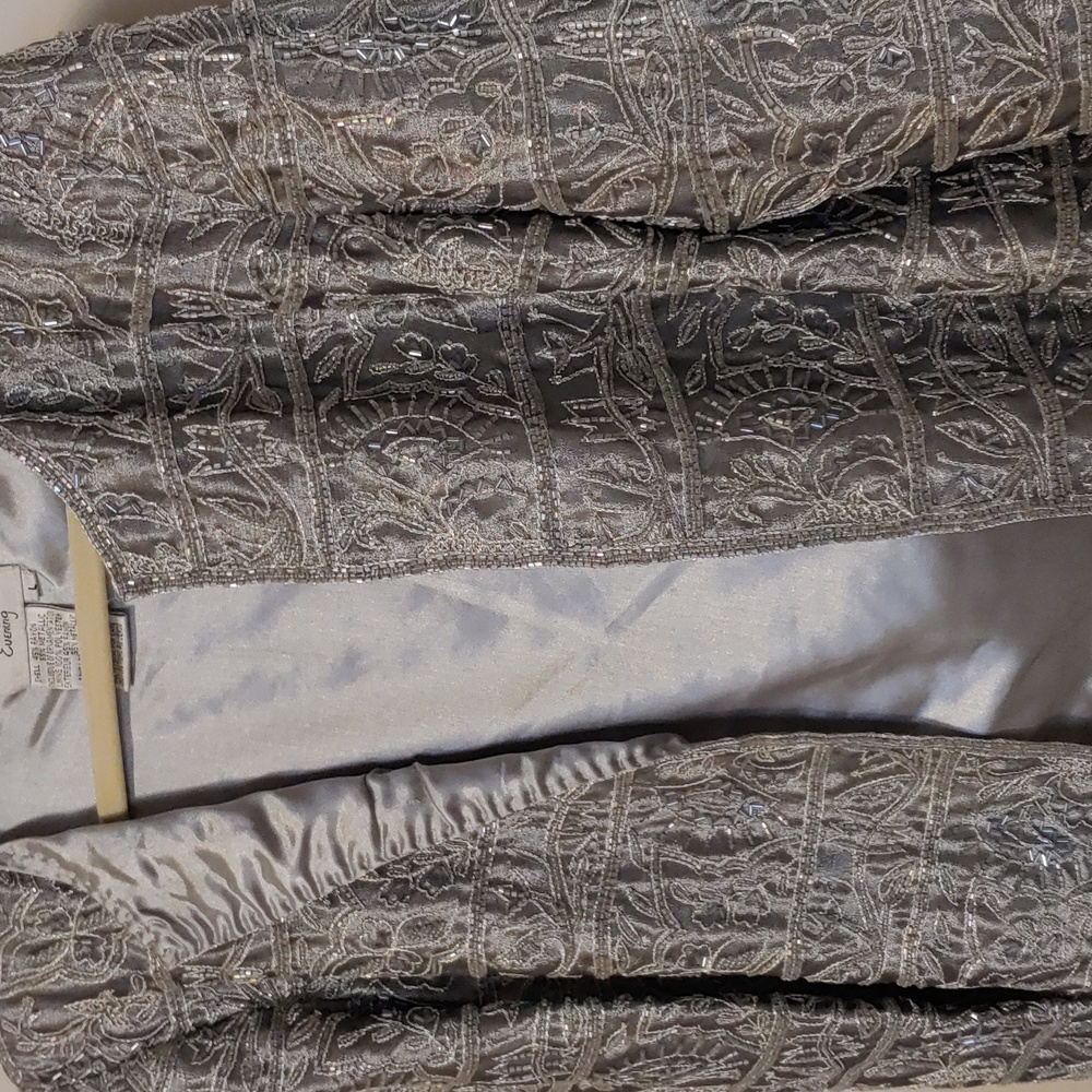 Adrianna Papell Grey beaded jacket